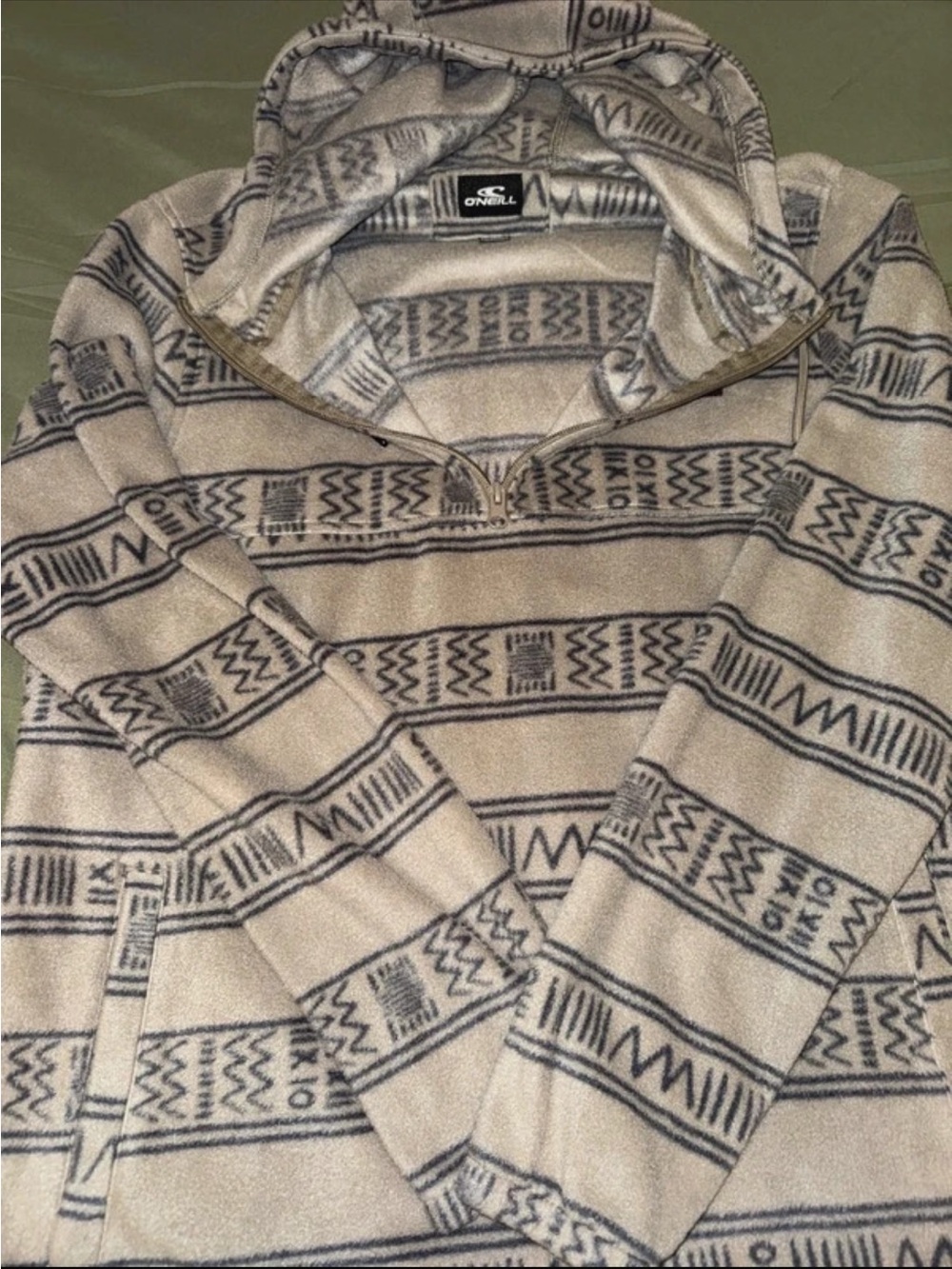 O'Neill Cream & Black Striped Baja Hoodie Sweater - Picture 5 of 8